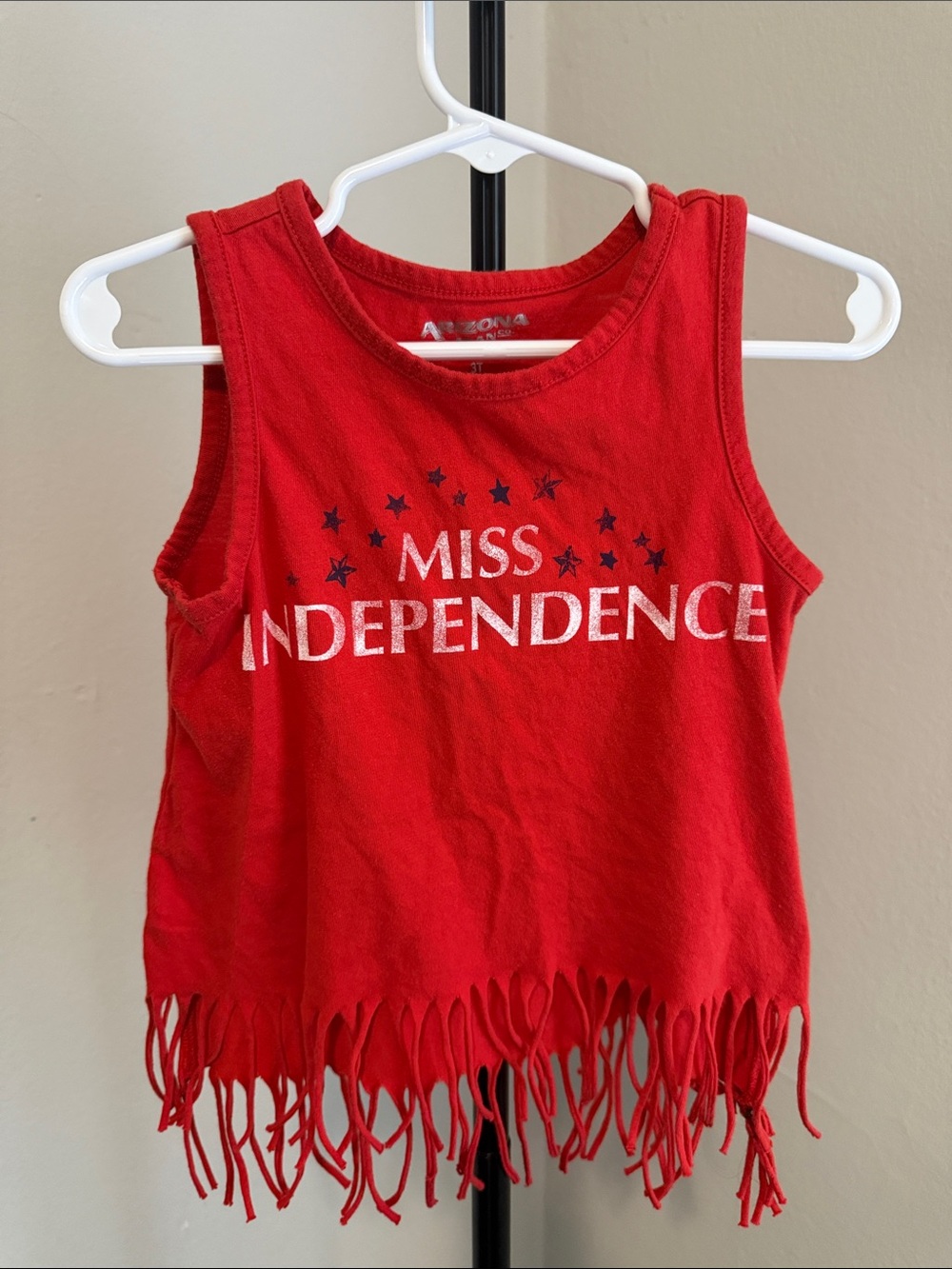 Arizona Jean Company Red Miss Independence Fringe Tank Top - Kids